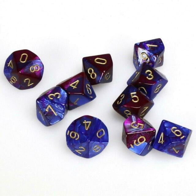 CHX 26228 Gemini Polyhedral Blue-Purple/Gold Set of Ten d10s-1