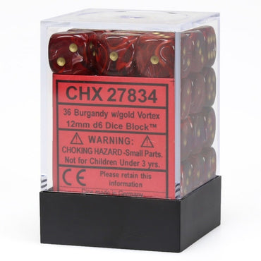 CHX 27834 Vortex 12mm d6 Burgundy/Gold Block (36)