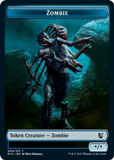 Zombie (005) // Zombie (004) Double-Sided Token [Innistrad: Midnight Hunt Commander Tokens]-2