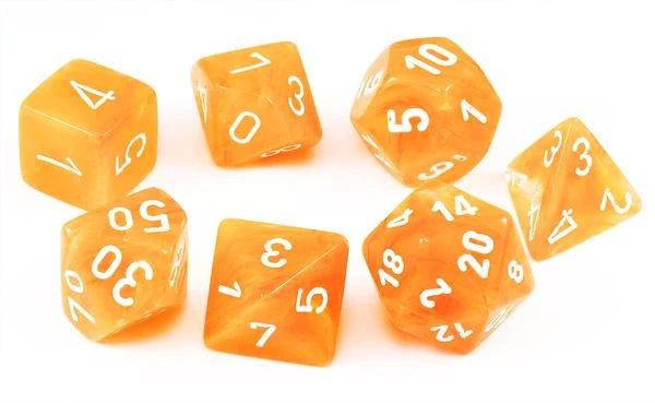 Chessex 30007: Festive Flare/White Polyhedral 7-Die Set-1