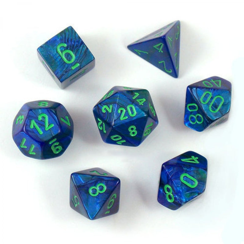 Chessex Menagerie Dark Blue/Green Lustrous Polyhedral 7-Die Set-1
