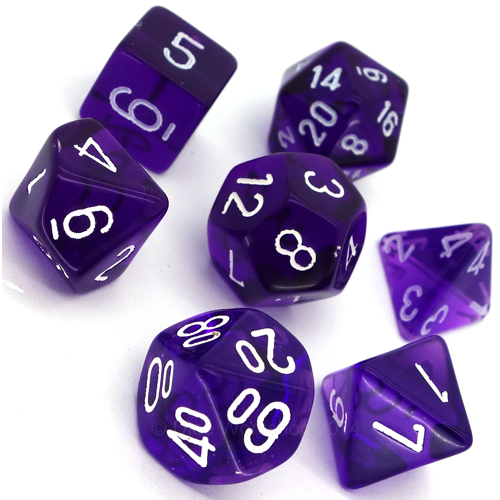 CHX 23077 Translucent Polyhedral Purple/White 7-Die Set