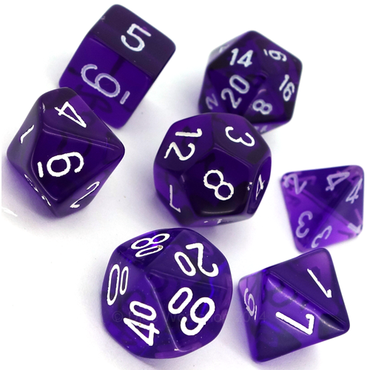 CHX 23077 Translucent Polyhedral Purple/White 7-Die Set