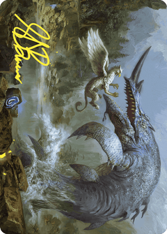 Horned Loch-Whale Art Card (Gold-Stamped Signature) [Wilds of Eldraine Art Series]-1