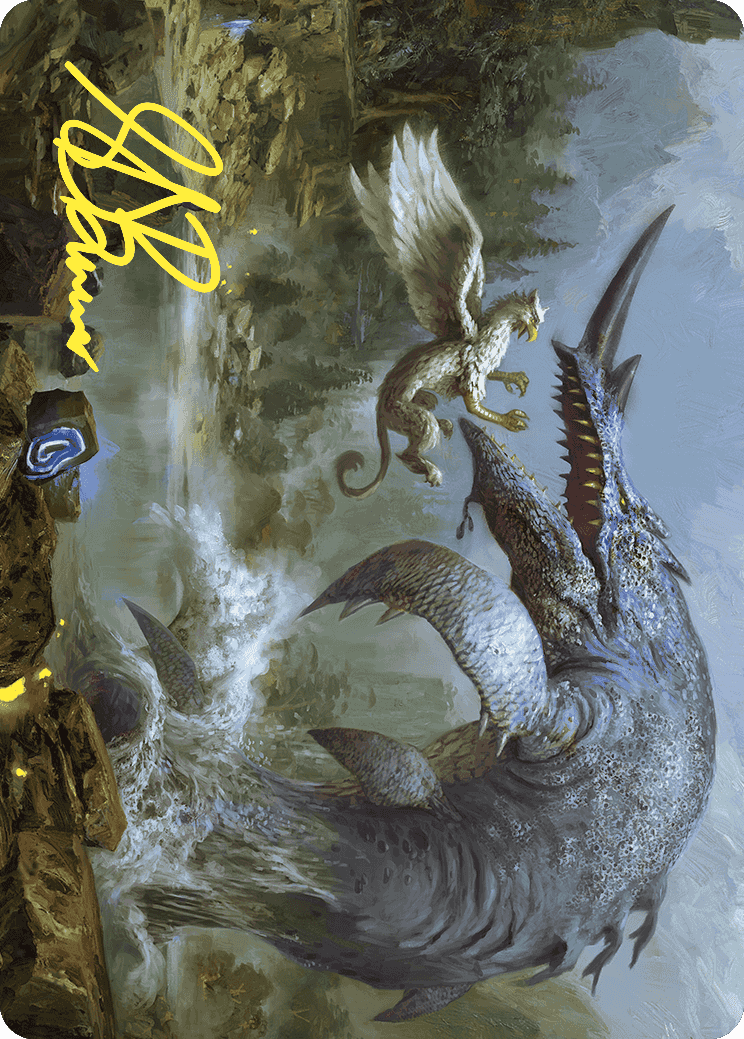 Horned Loch-Whale Art Card (Gold-Stamped Signature) [Wilds of Eldraine Art Series]-1