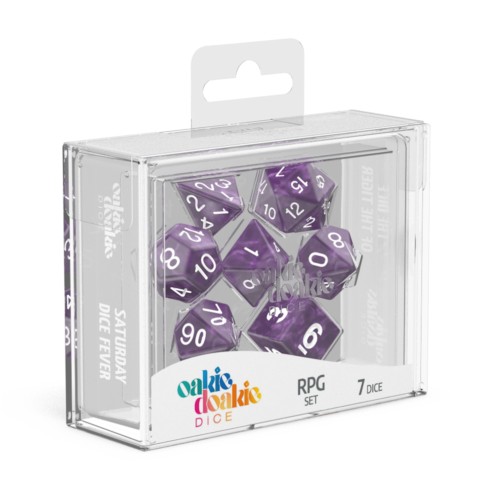 Oakie Doakie Dice RPG Set Marble - Purple (7)-1