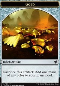 Gold // Cat Dragon Double-Sided Token [Commander 2017 Tokens]-1