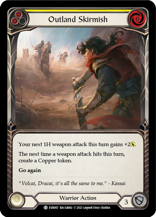 Outland Skirmish (Yellow) [EVR067] (Everfest)  1st Edition Rainbow Foil-1