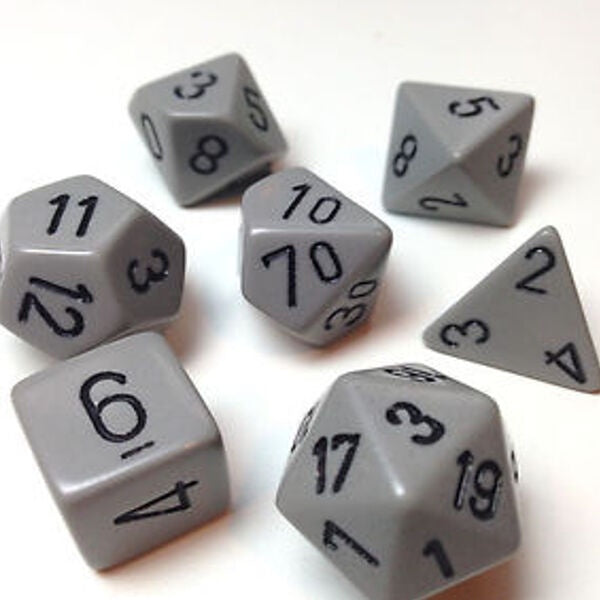 Chessex Dice Sets: Dark Grey/Black Opaque Polyhedral 7-Die Set-1