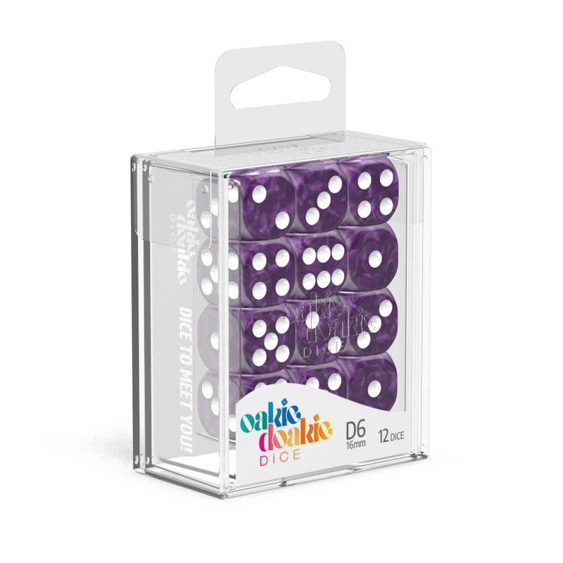 Oakie Doakie Dice D6 16 mm Marble - Purple (12)-1