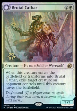 Brutal Cathar // Moonrage Brute [Innistrad: Midnight Hunt Prerelease Promos]-1