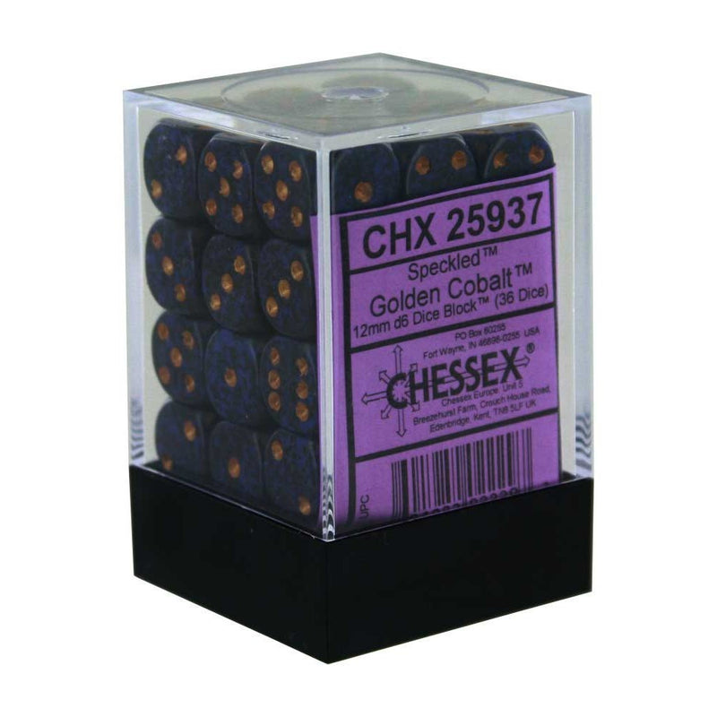 CHX 25937 Speckled 12mm d6 Golden Cobalt Block (36)-1