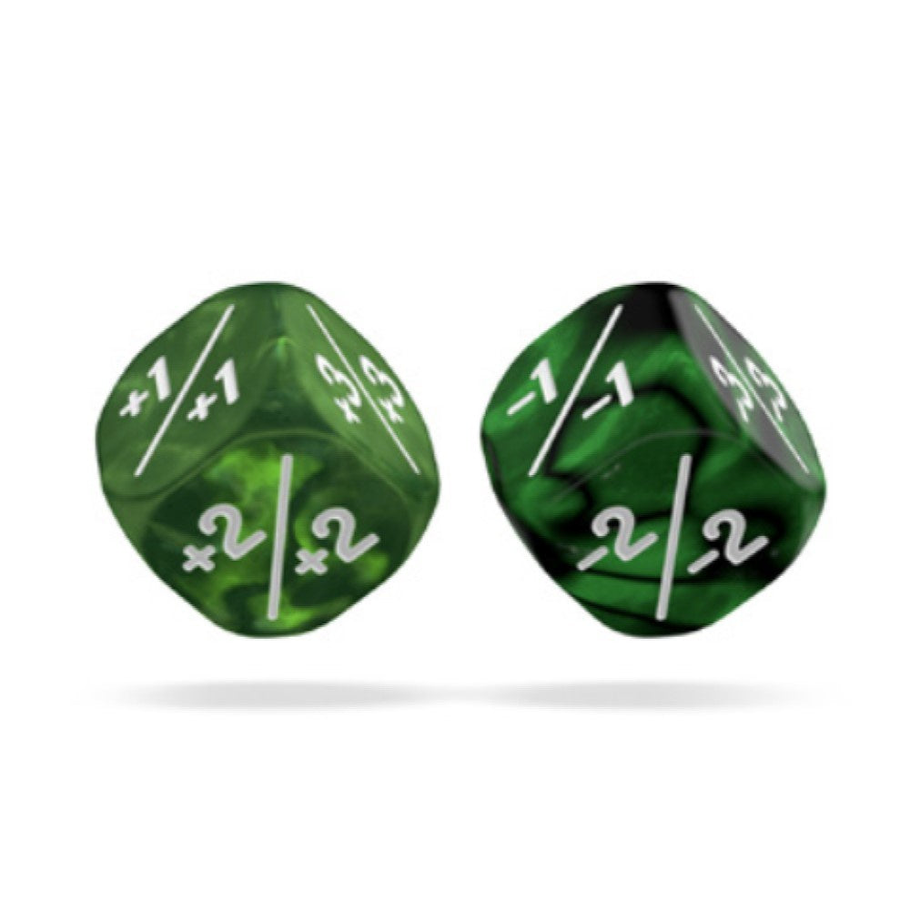Oakie Doakie Dice D6 Marble / Gemidice Positive & Negative 12mm Green (14)-1