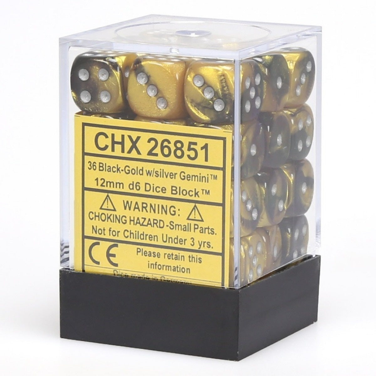 CHX 26851 Gemini 12mm d6 Black Gold/Silver Block (36)-1