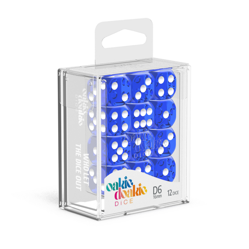 Oakie Doakie Dice D6 16 mm Translucent - Blue (12)-1