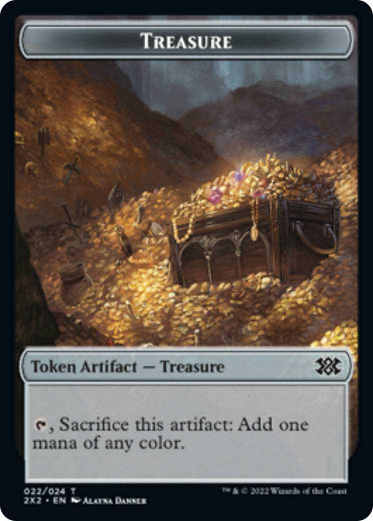 Saproling // Treasure Double-Sided Token [Double Masters 2022 Tokens]-2
