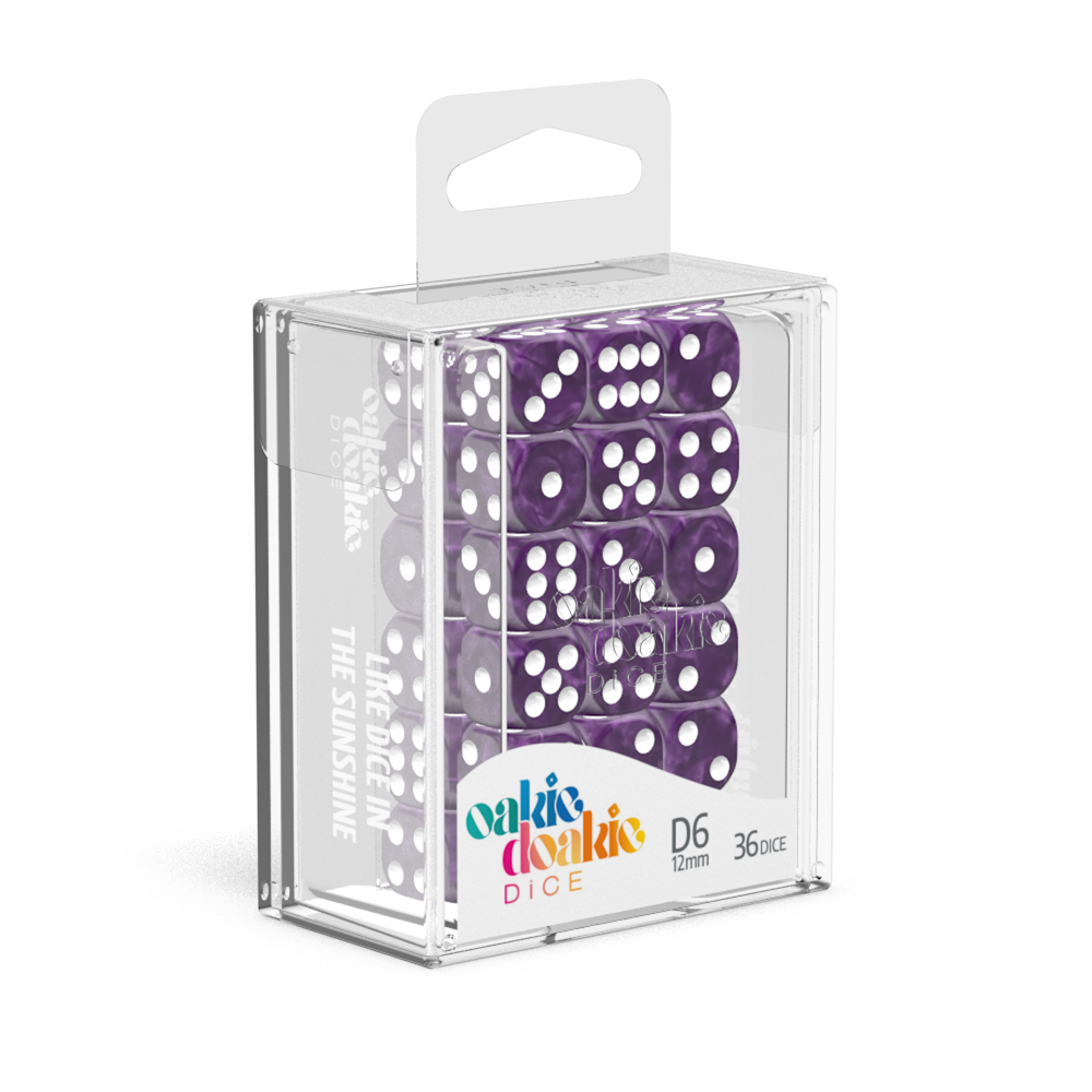 Oakie Doakie Dice D6 12 mm Marble - Purple (36)-1