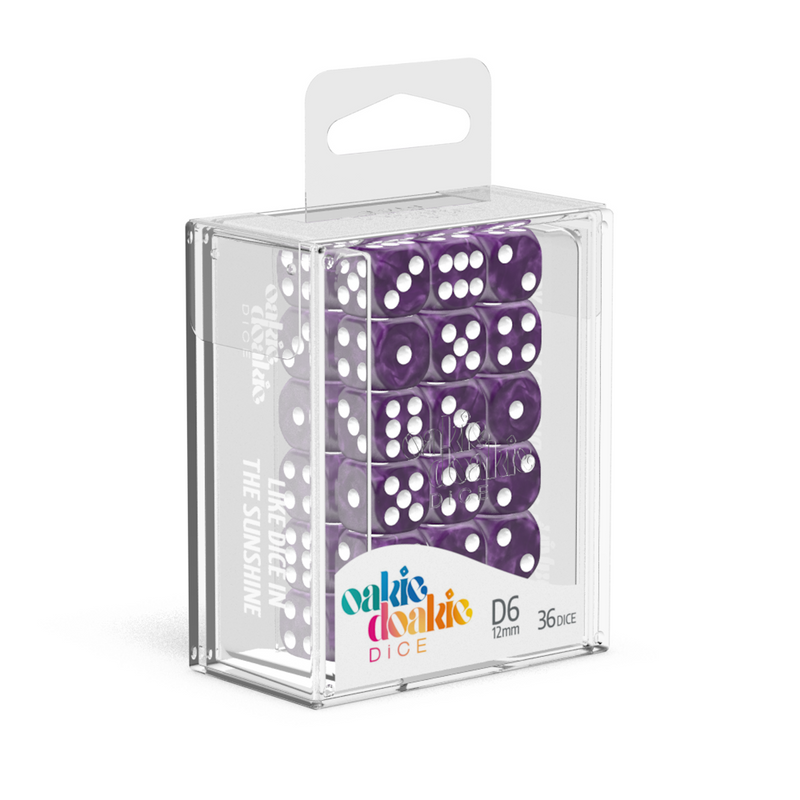 Oakie Doakie Dice D6 12 mm Marble - Purple (36)-1