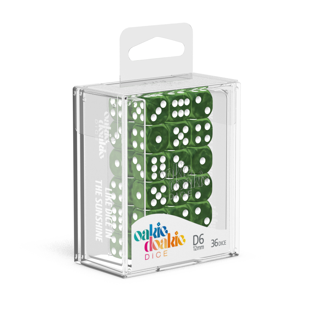 Oakie Doakie Dice D6 12 mm Marble - Green (36)-1