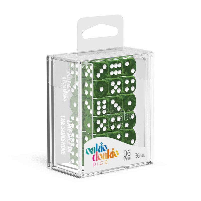 Oakie Doakie Dice D6 12 mm Marble - Green (36)-1