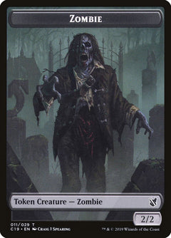 Zombie (010) // Zombie (011) Double-Sided Token [Commander 2019 Tokens]-2