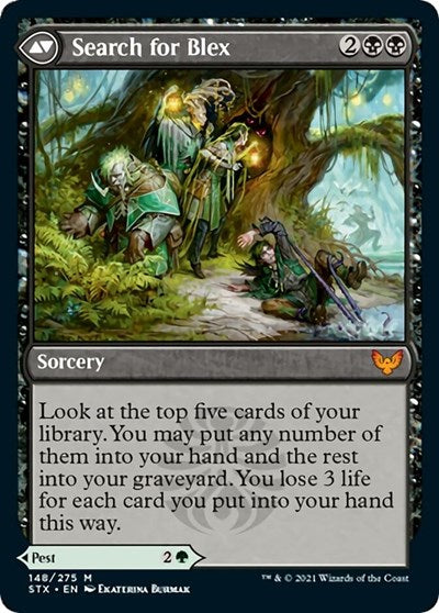 Blex, Vexing Pest // Search for Blex [Strixhaven: School of Mages Prerelease Promos]-2