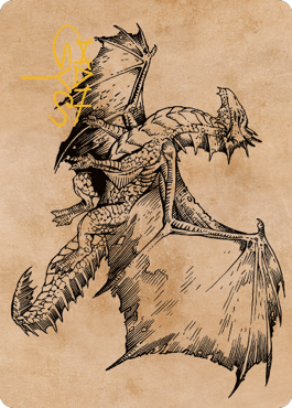 Ancient Bronze Dragon Art Card (58) (Gold-Stamped Signature) [Commander Legends: Battle for Baldur's Gate Art Series]-1