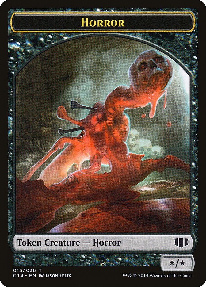 Horror // Zombie (016/036) Double-Sided Token [Commander 2014 Tokens]-1