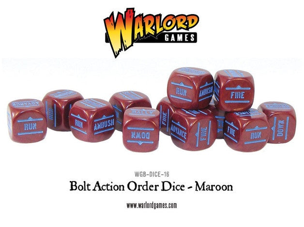 Bolt Action Orders Dice - Maroon (12)