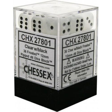 CHX 27801 Frosted 12mm d6 Clear/Black Block (36)