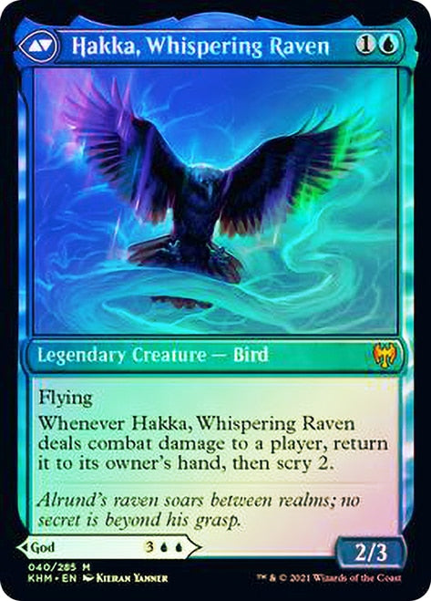Alrund, God of the Cosmos // Hakka, Whispering Raven [Kaldheim Prerelease Promos]-2