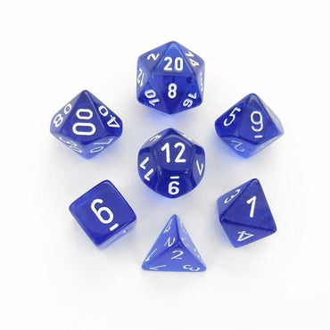CHX 23076 Translucent Polyhedral Blue/White 7-Die Set