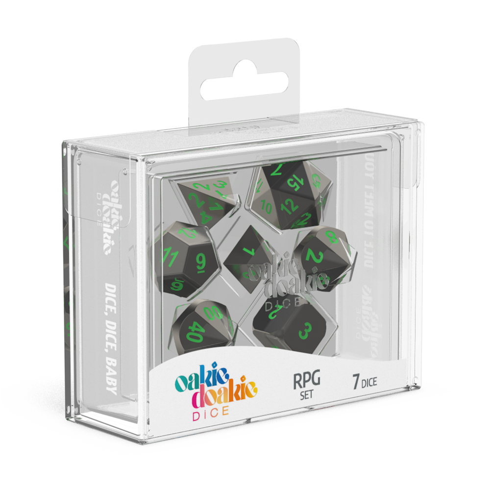 Oakie Doakie Dice RPG Set Metal Dice - Matrix (7)-1