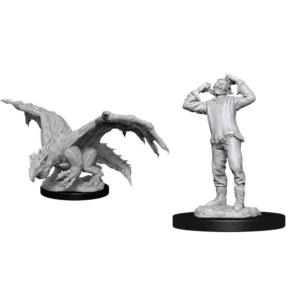 D&D Nolzurs Marvelous Unpainted Miniatures Green Dragon Wyrmling and Afflicted Elf-1