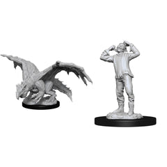 D&D Nolzurs Marvelous Unpainted Miniatures Green Dragon Wyrmling and Afflicted Elf-1
