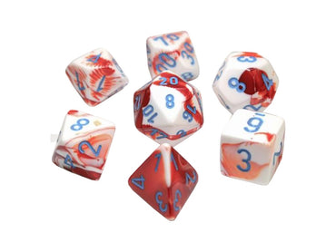 30022 Gemini Polyhedral Red-White/blue 7-Die Set