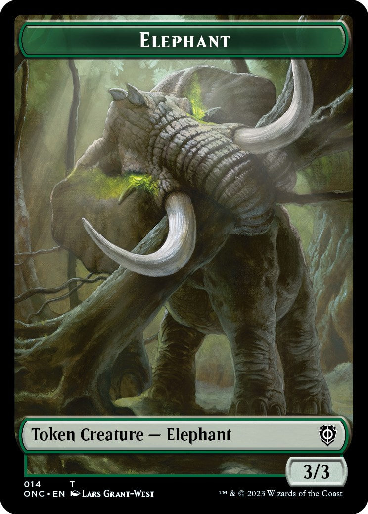 Human Soldier // Elephant Double-Sided Token [Phyrexia: All Will Be One Commander Tokens]-2