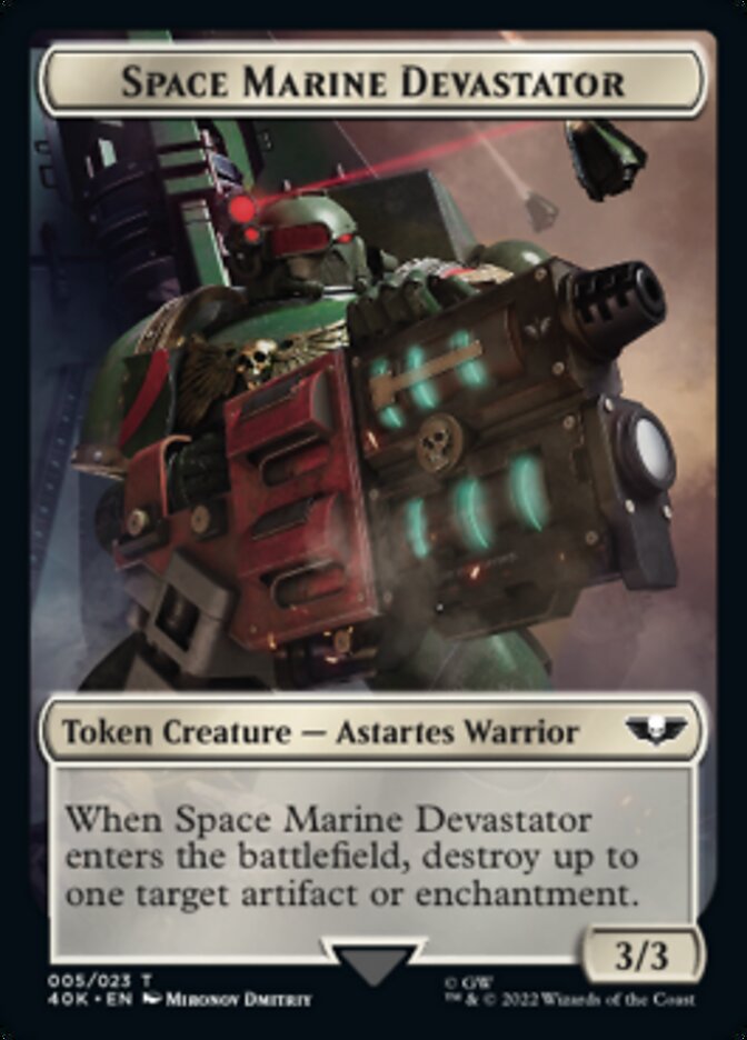 Soldier (002) // Space Marine Devastator Double-Sided Token (Surge Foil) [Warhammer 40,000 Tokens]-2