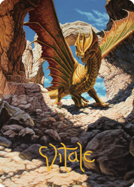 Ancient Brass Dragon Art Card (02) (Gold-Stamped Signature) [Commander Legends: Battle for Baldur's Gate Art Series]-1