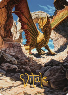 Ancient Brass Dragon Art Card (02) (Gold-Stamped Signature) [Commander Legends: Battle for Baldur's Gate Art Series]-1