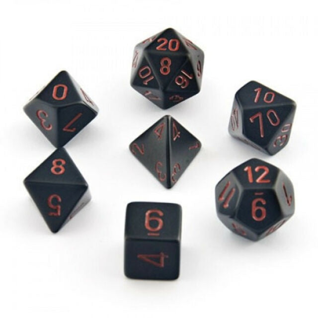 CHX 25418 Opaque Polyhedral Black/red 7-Die Set-1