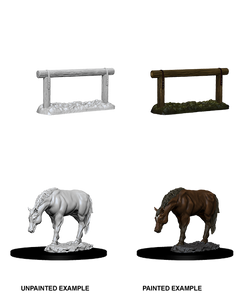 WizKids Deep Cuts Unpainted Miniatures Horse & Hitch-1