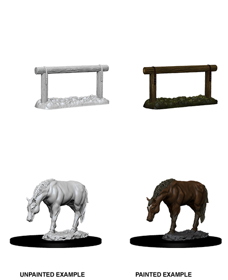 WizKids Deep Cuts Unpainted Miniatures Horse & Hitch-1