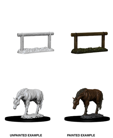 WizKids Deep Cuts Unpainted Miniatures Horse & Hitch