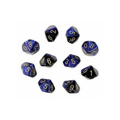 CHX 26235 Gemini Polyhedral Black-Blue/Gold Set of Ten d10s-1