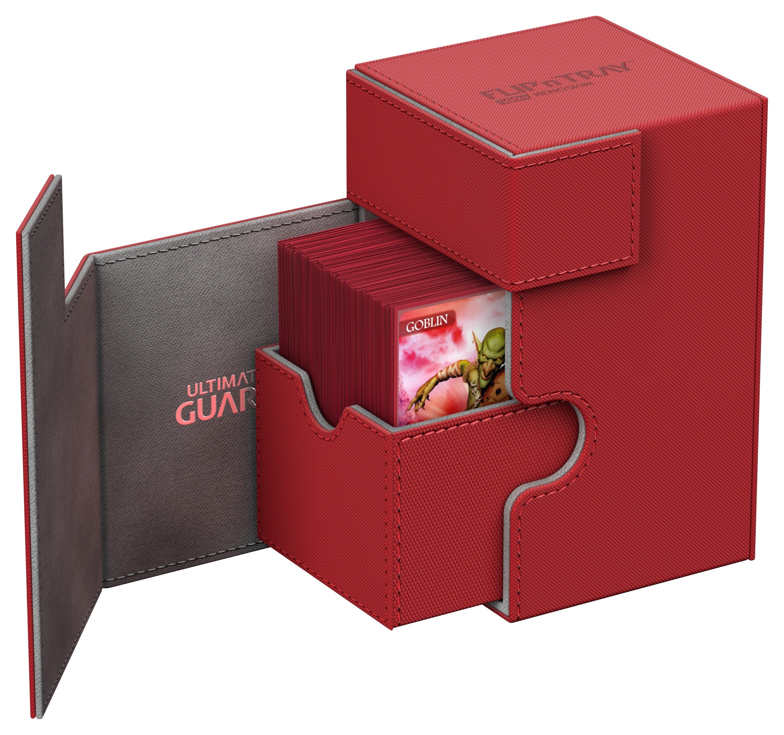 Ultimate Guard Flip n Tray Deck Case 100+ Standard Size XenoSkin Red Deck Box