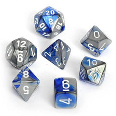 CHX 26423 Gemini Polyhedral Blue-Steel/White 7-Die Set-1