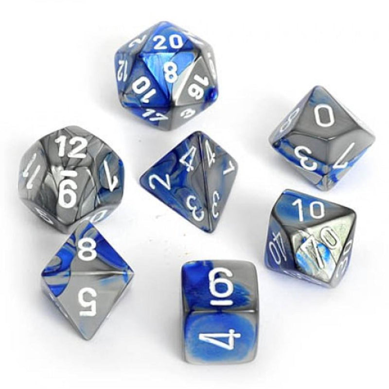 CHX 26423 Gemini Polyhedral Blue-Steel/White 7-Die Set-1