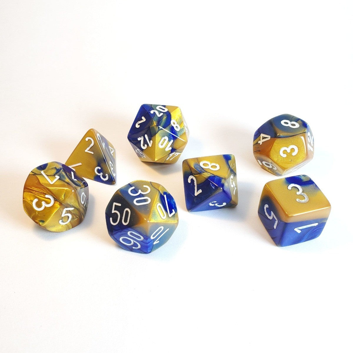 CHX 26422 Gemini Polyhedral Blue-Gold/White 7-Die Set-1