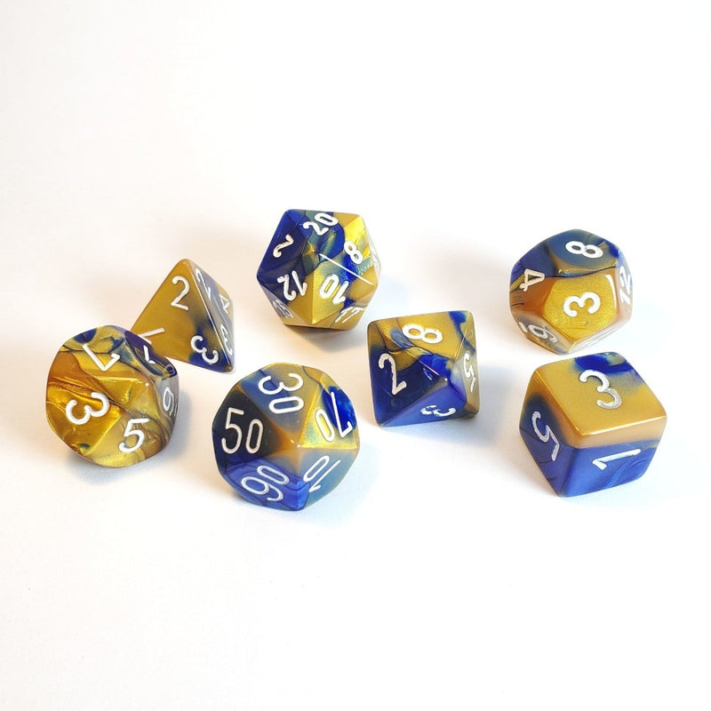 CHX 26422 Gemini Polyhedral Blue-Gold/White 7-Die Set-1